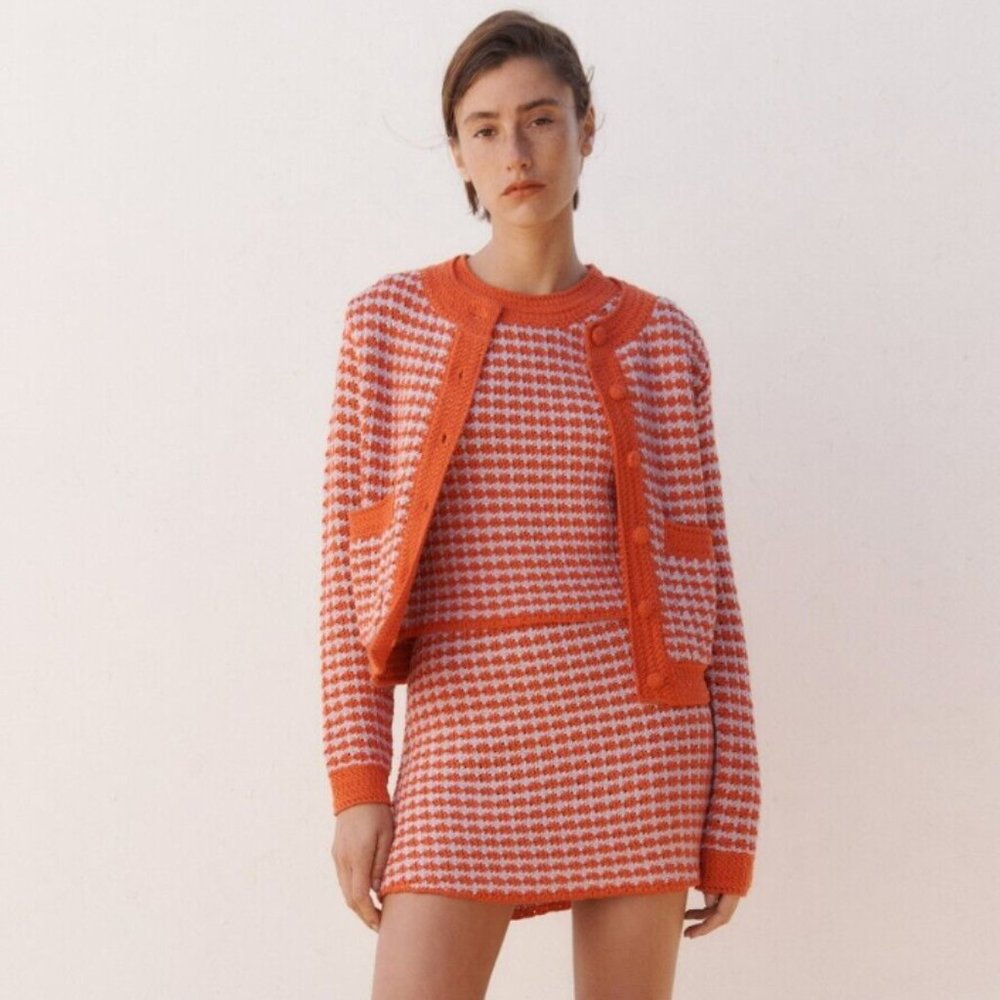 Zara Crochet Knit Lady Jacket Sweater size Small